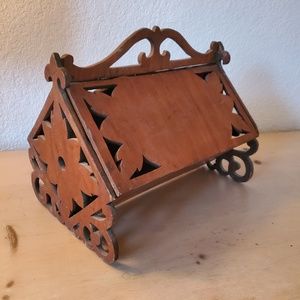 Antique Handmade ? Carved All Wood Paper Mail Box